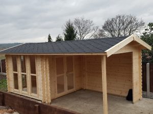 3.1m x 3.1m Bespoke Log Cabin With Canopy